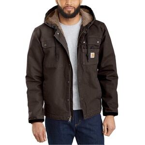 Carhartt Men's Brown Hooded Sherpa-Lined Work Jacket